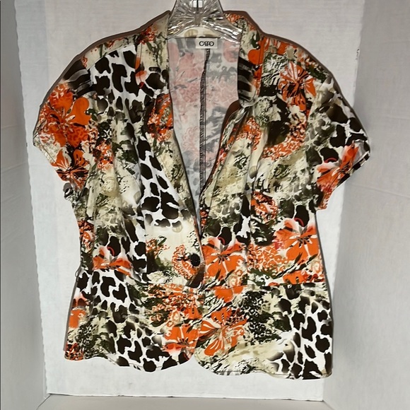 Cato Orange and Brown Blazer with Floral Print - Picture 1 of 4